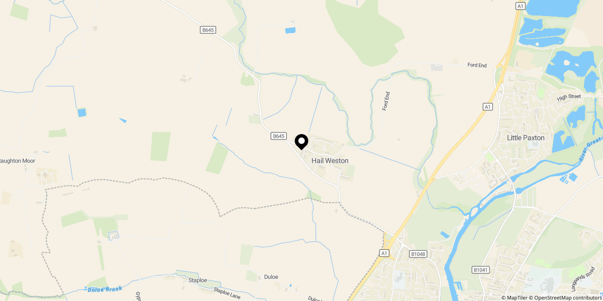 Approximate location of Orchard Close, Hail Weston, St. Neots, PE19 5LF