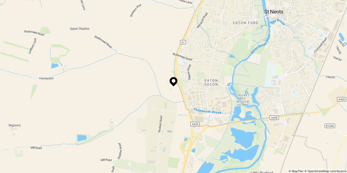 Approximate location of Anson Place, Eaton Socon, St. Neots, PE19 8NH