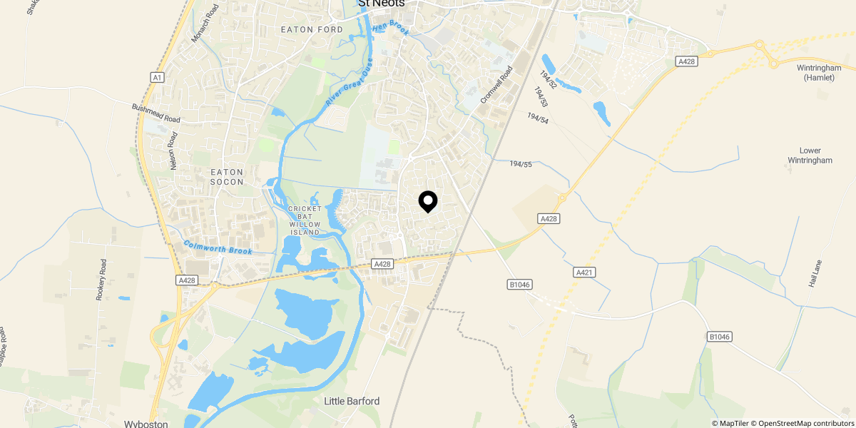 Approximate location of Andrew Road, Eynesbury, St. Neots, PE19 2PP